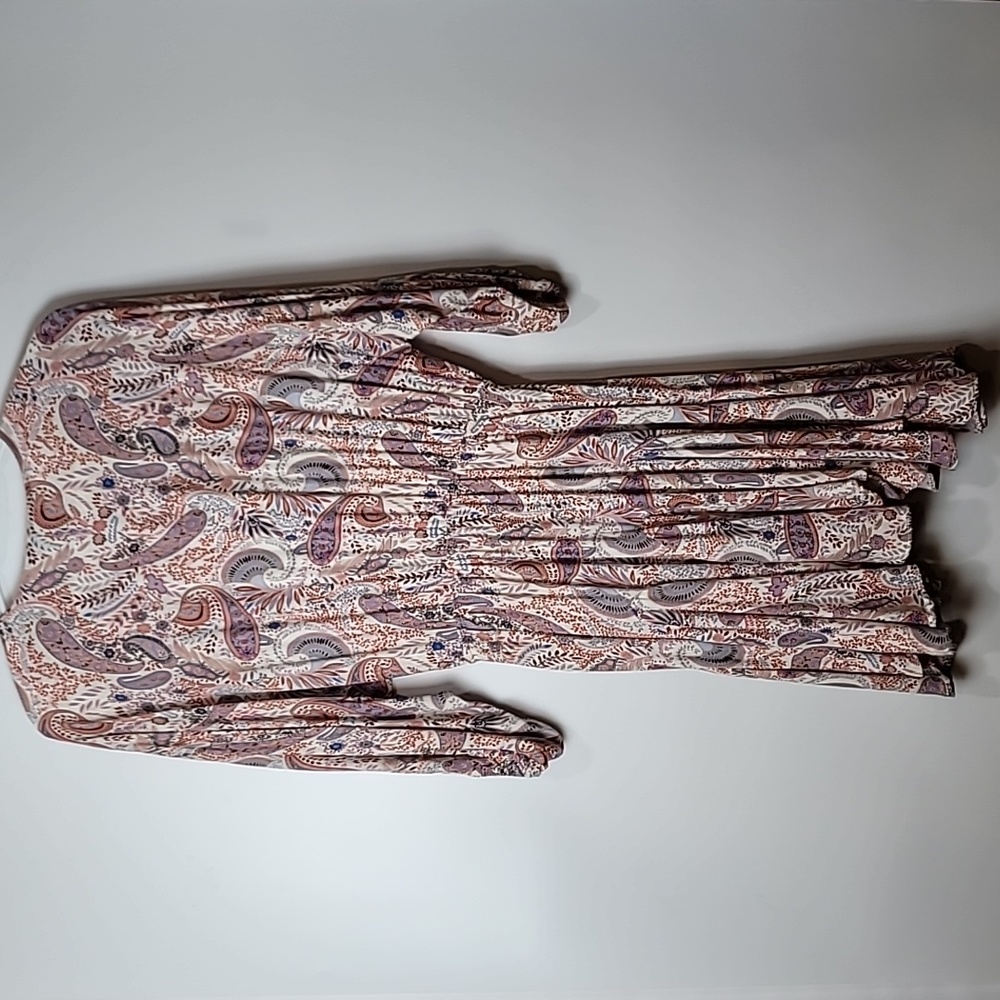 Boho Mittoshop Paisley & Floral Dress ~ V-neck ~ Flowy ~ Mauve ~ Cowgirl core - Picture 11 of 17